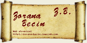 Zorana Becin vizit kartica